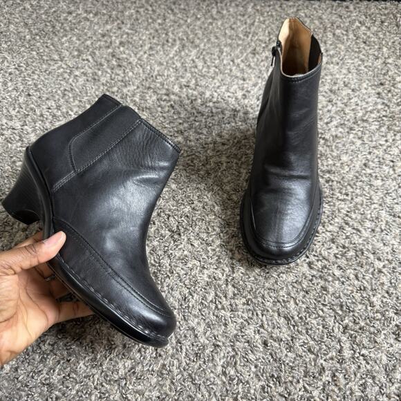 Softspots Chelsea Ankle Boots Kitten Low Heel Square Toe Size 10 W Black  Leather